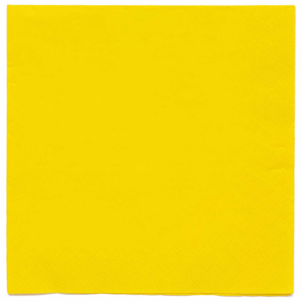 20 Serviettes en papier jaune 33x33cm